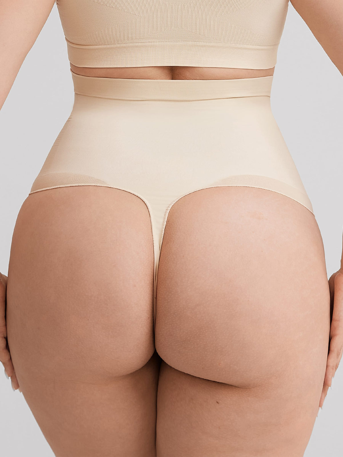 High Waist Seamless Tummy Control Thong Shapewear with Anti-Roll Silicone - FirmaHold