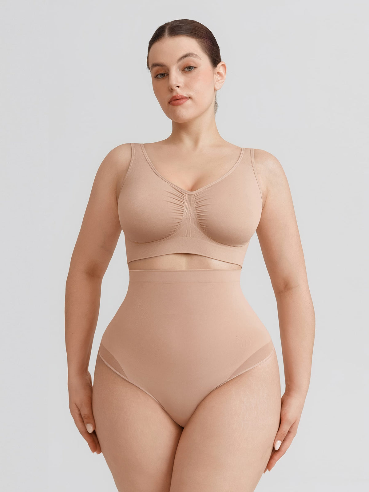 High Waist Seamless Tummy Control Thong Shapewear with Anti-Roll Silicone - FirmaHold