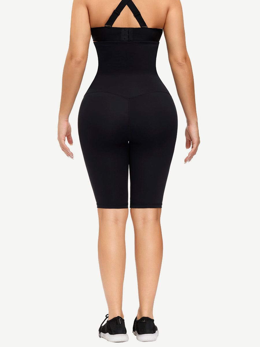 Dark Blue Waist Trainer Leggings with Anti-Slip Strip and Butt Lifting - FirmaActive