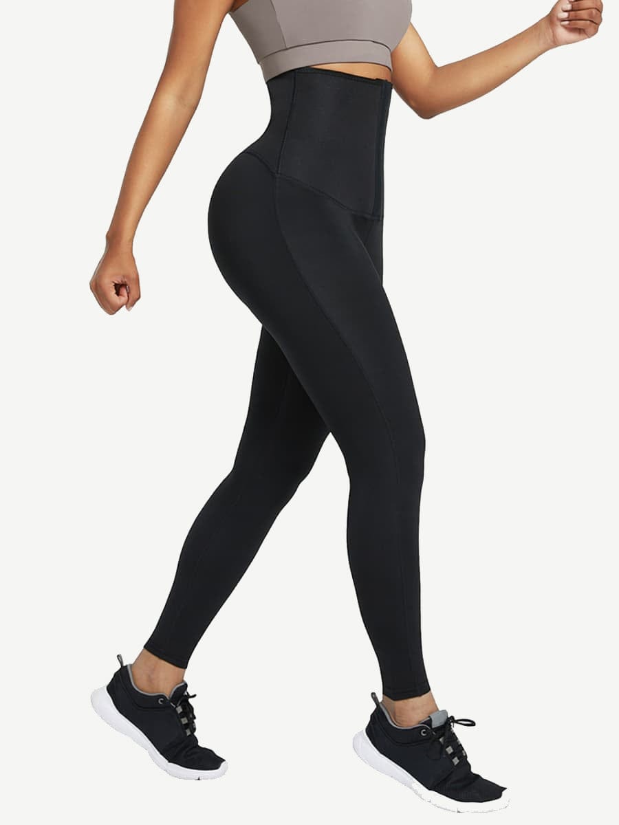 High-Rise Neoprene Waist Trainer Leggings with 3-Row Hooks - FirmaControl