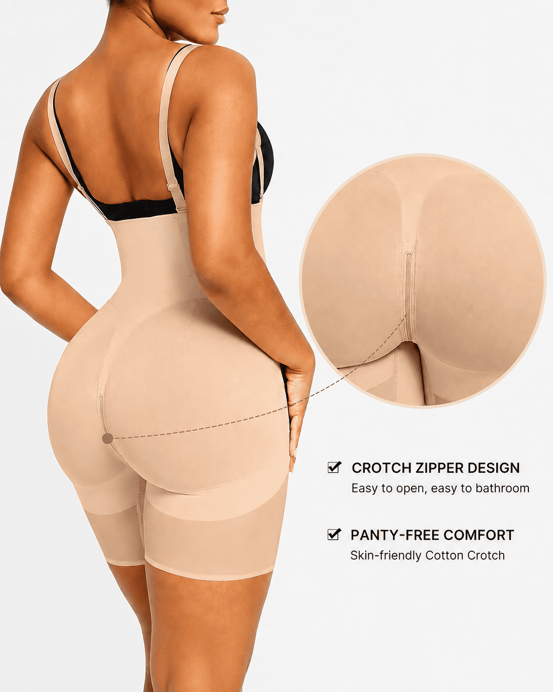 Zip-Front Tummy Control Butt-Lifting Shapewear Shorts - FirmaControl