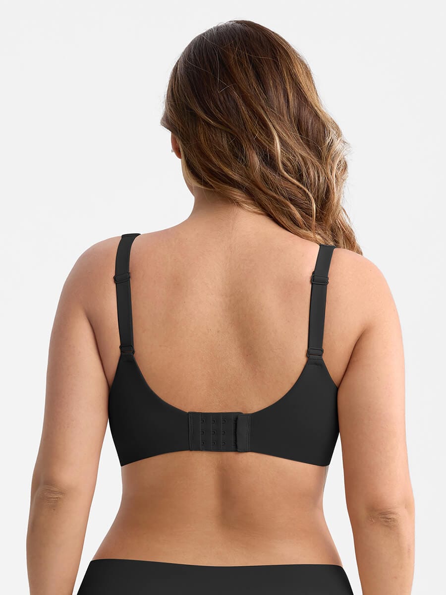 Full Coverage Minimizer Bra with Underwire Side Boning Mesh Plunge - FirmaHold