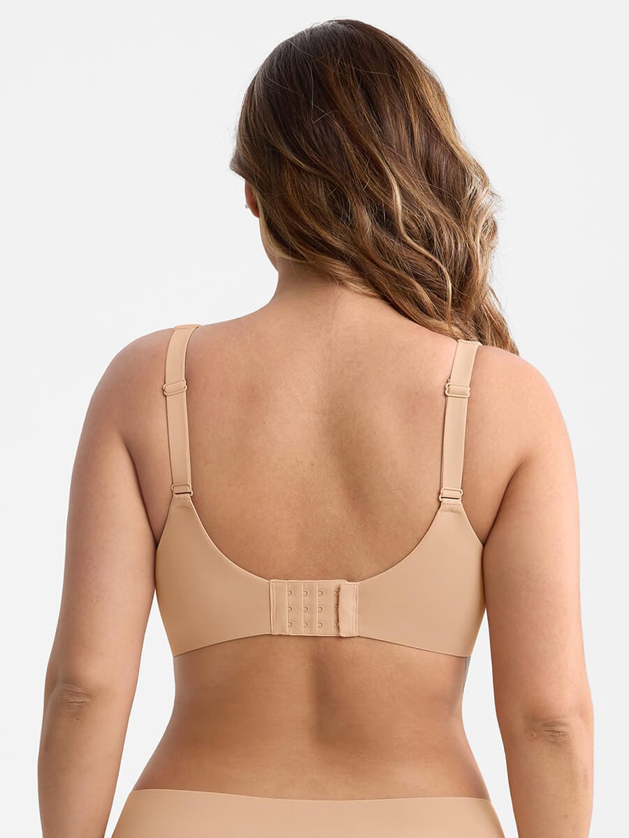 Full Coverage Minimizer Bra with Underwire Side Boning Mesh Plunge - FirmaHold