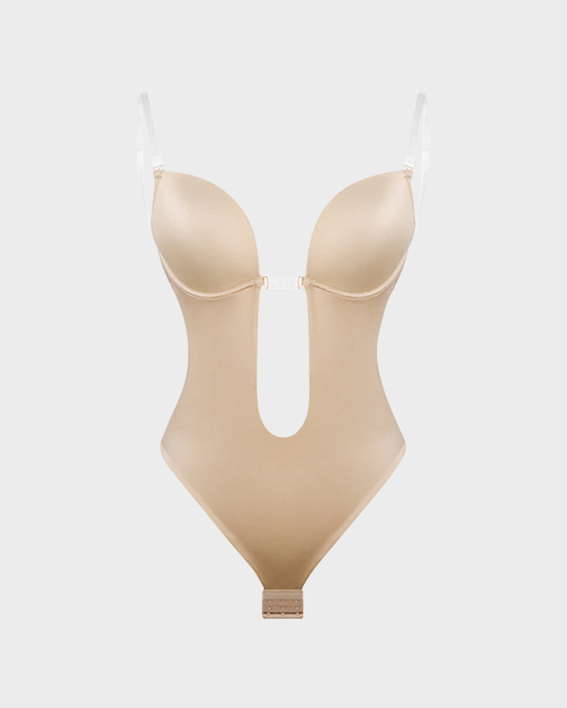 Strapless U-Plunge Thong Shaping Bodysuit - FirmaSculpt