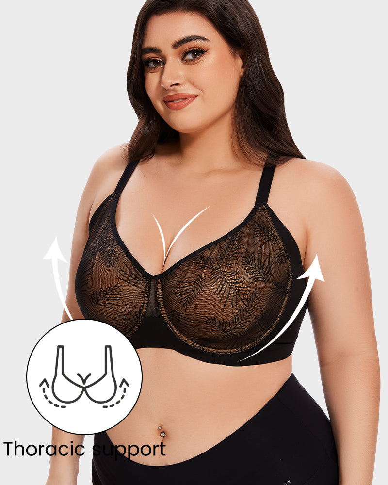 Leaf Lace Full Coverage Unlined Push-Up Bra - FirmaLace