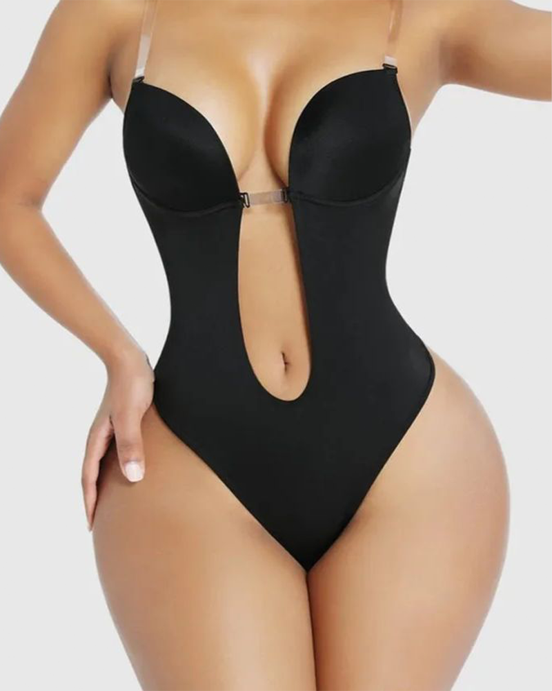 Strapless U-Plunge Thong Shaping Bodysuit - FirmaSculpt
