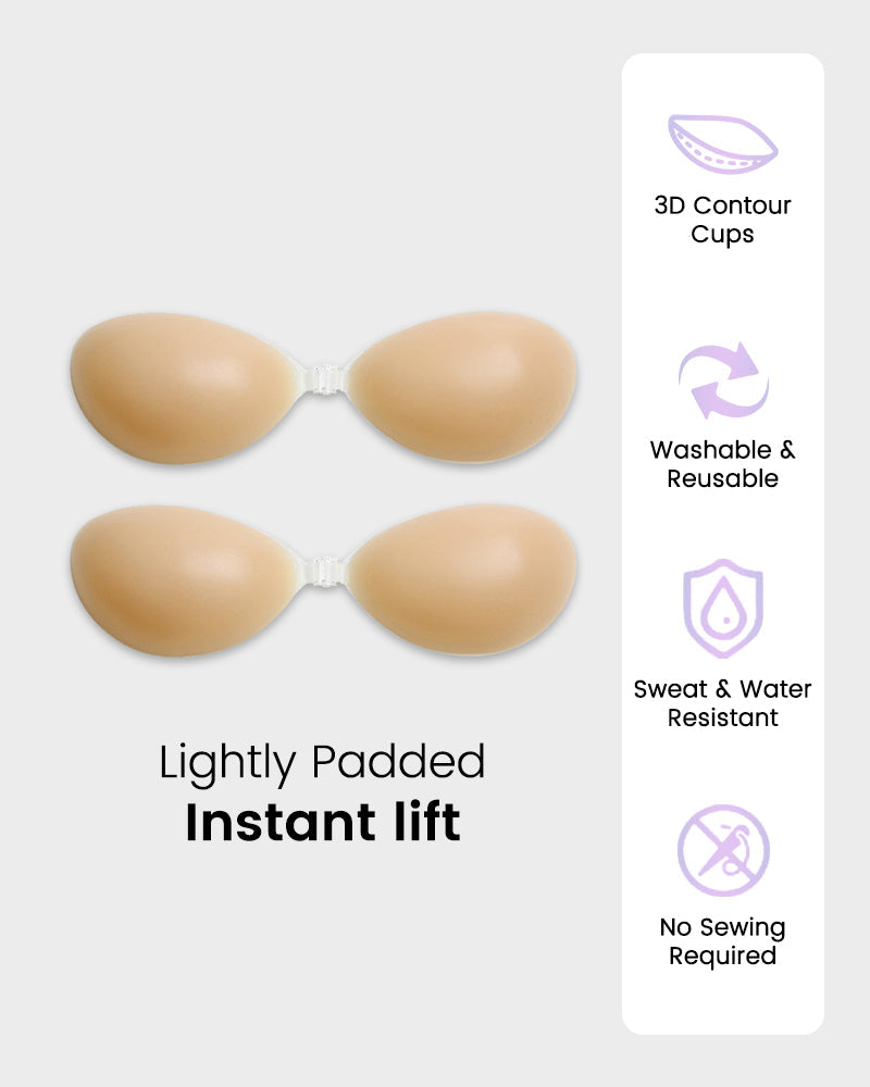 Front Closure Silicone Self-Adhesive Invisible Bra 2-Pack - FirmaHold