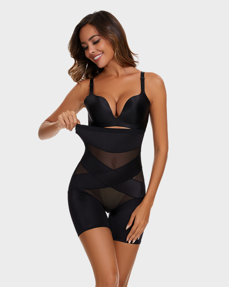 High-Waist Cross Compression Mid-Thigh Shaping Shorts 2-Pack - FirmaControl