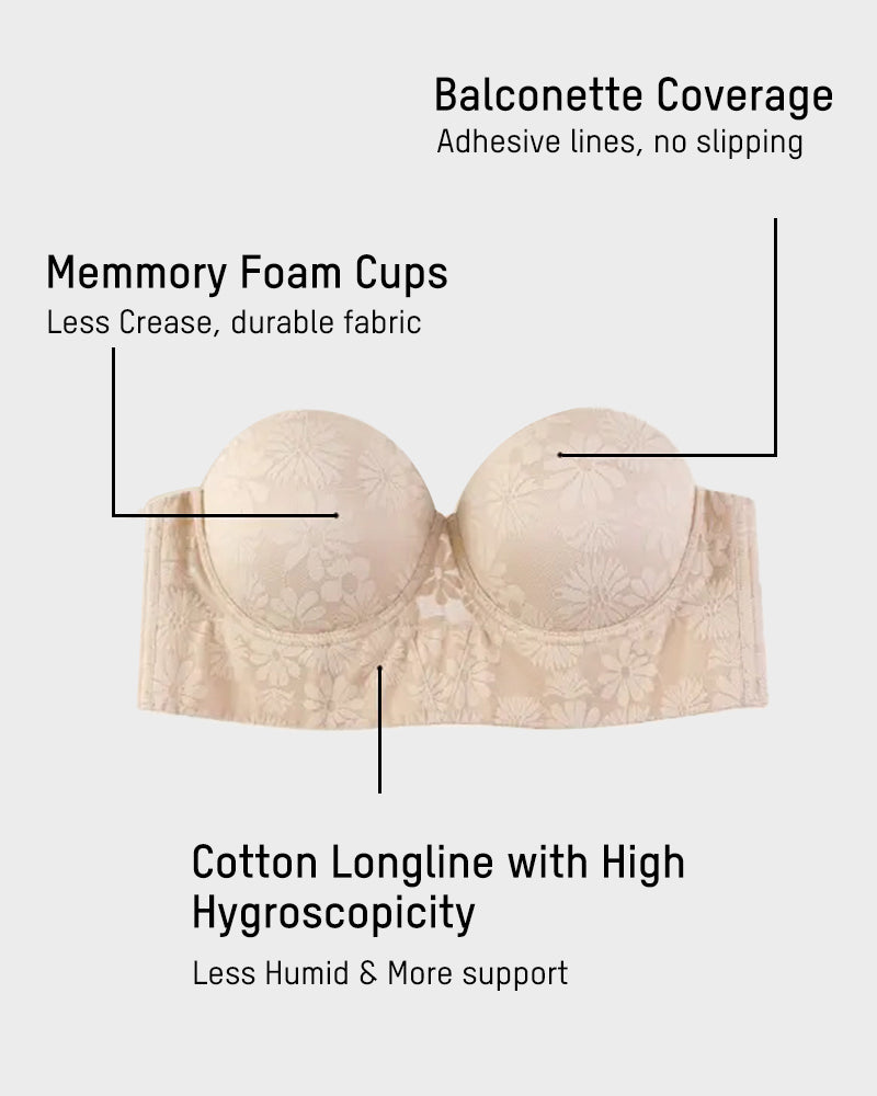 Longline Lace Strapless Underwire Bra - FirmaHold
