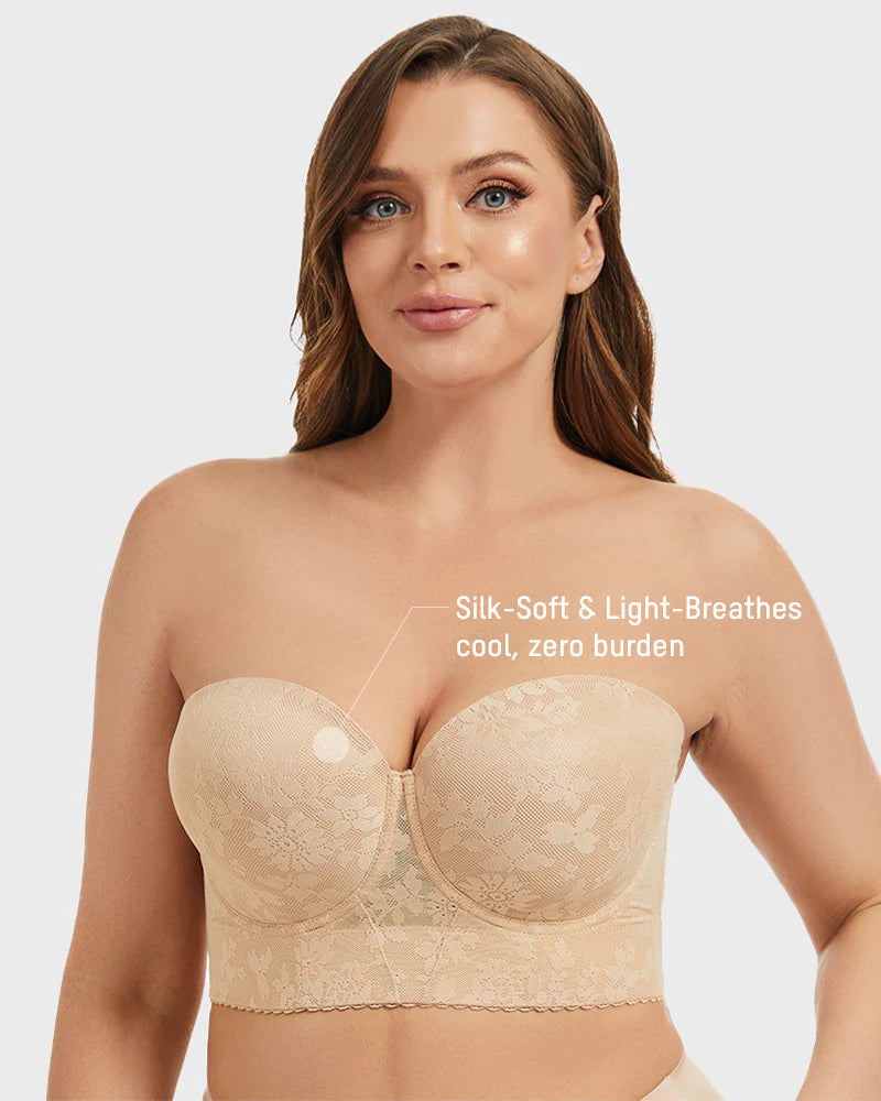Longline Lace Strapless Underwire Bra - FirmaHold