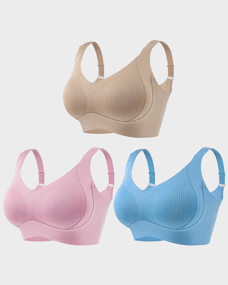 Ribbed Wireless Everyday Lift Bra 3-Pack - FirmaSoft
