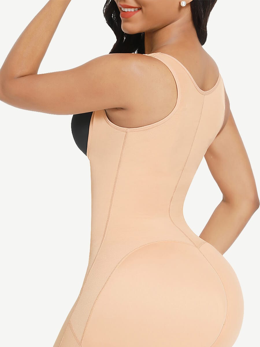 Post-surgical Tummy Control Full Body Shaper Faja with Adjustable Straps and Crotch Zipper - FirmaHold