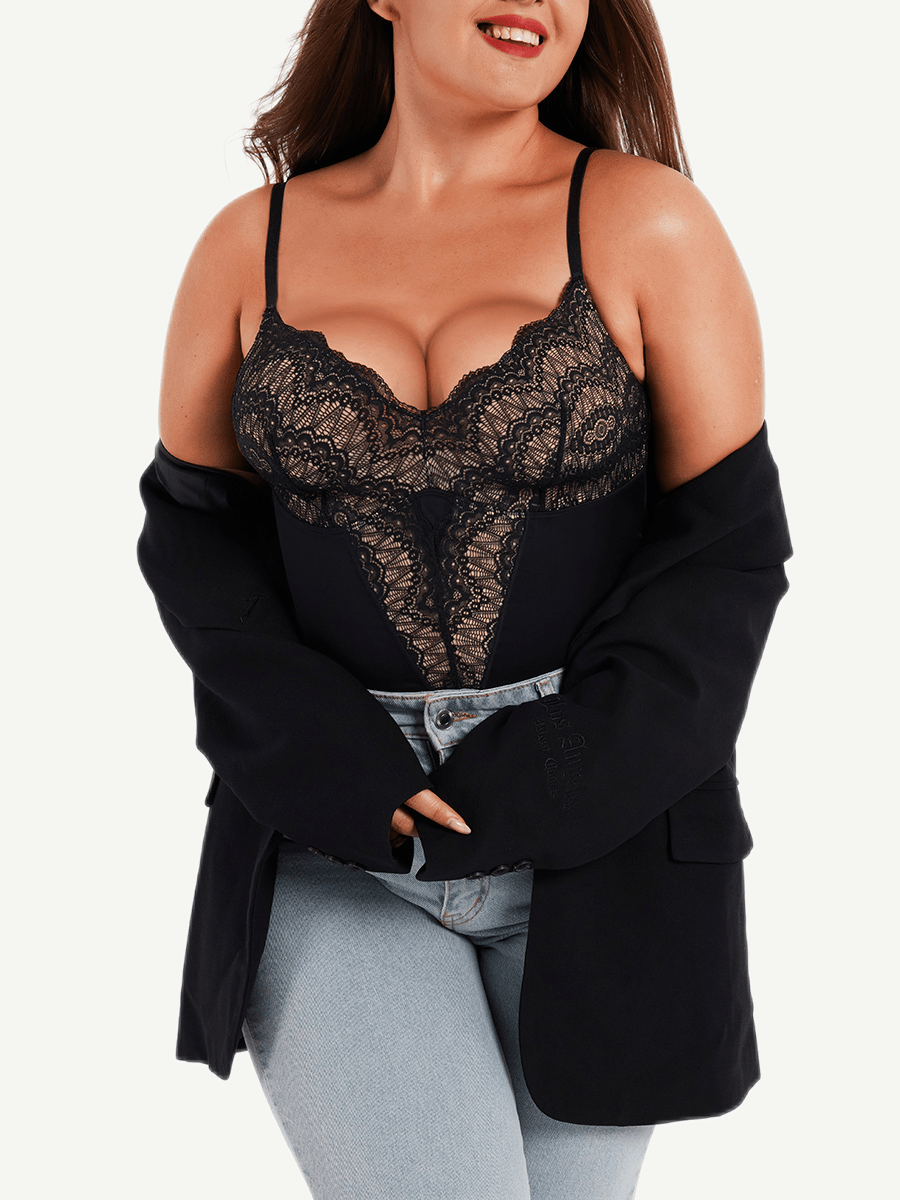 Sexy Ultra-versatile Lace Bodysuit with Tummy Control - FirmaLace