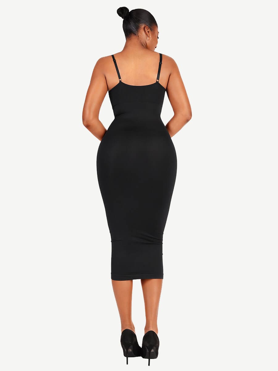 Eco-friendly Seamless Spaghetti Strap V-neck Shaping Dress - FirmaSmooth