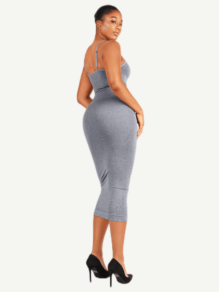 Eco-friendly Seamless Spaghetti Strap V-neck Shaping Dress - FirmaSmooth