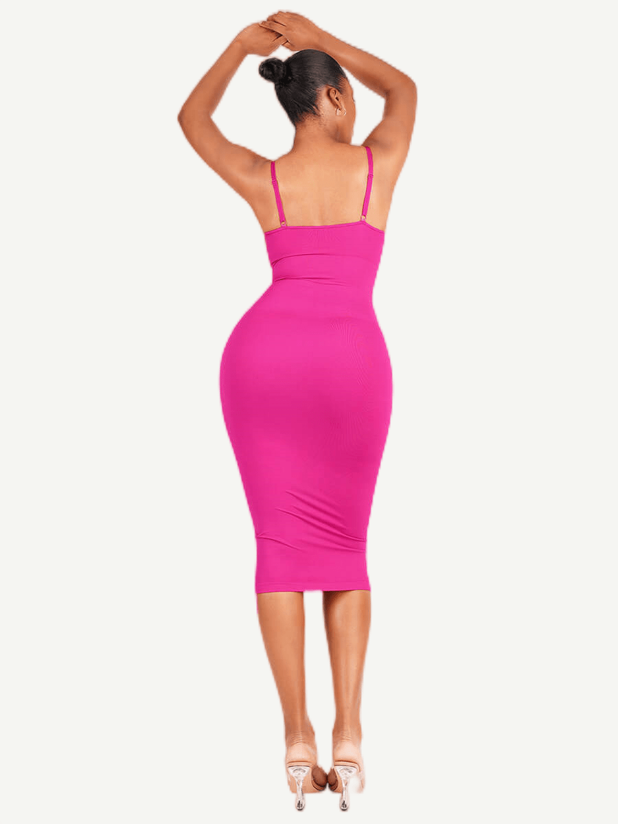 Eco-friendly Seamless Spaghetti Strap V-neck Shaping Dress - FirmaSmooth