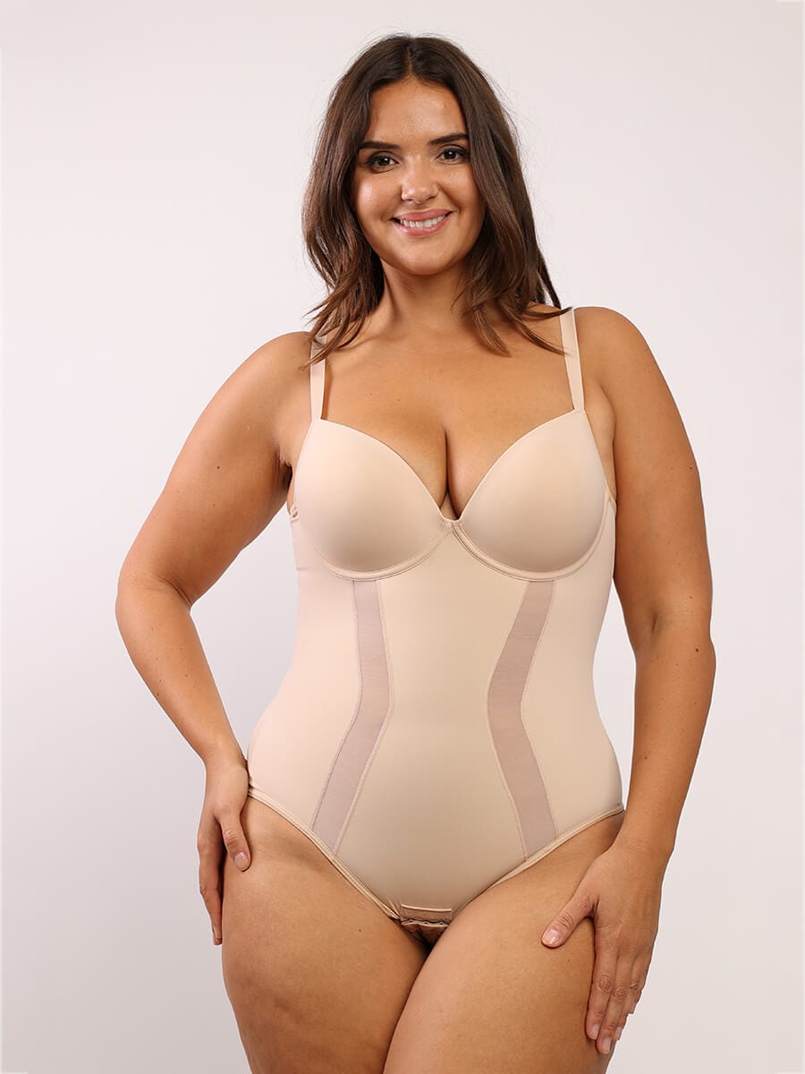 One-Piece Bodysuit with Back Large U-shaped Design and 3/4 Cup – FirmaLift