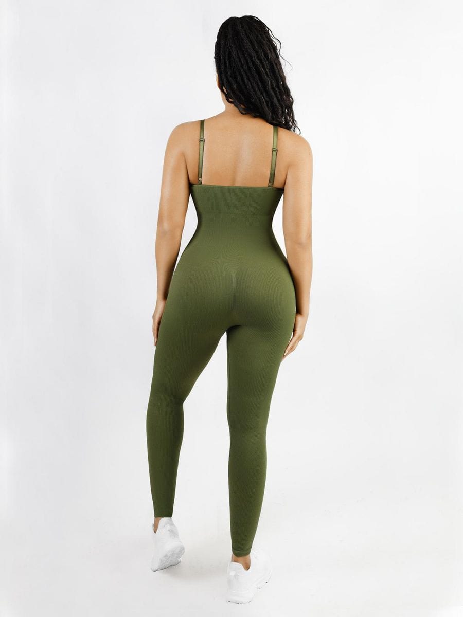 High Stretchy Seamless Tummy Control Shaping Jumpsuit with Removable Cup Pads - FirmaFlex