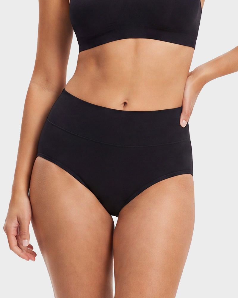 High-Waisted Cotton Briefs 5-Pack - FirmaSoft