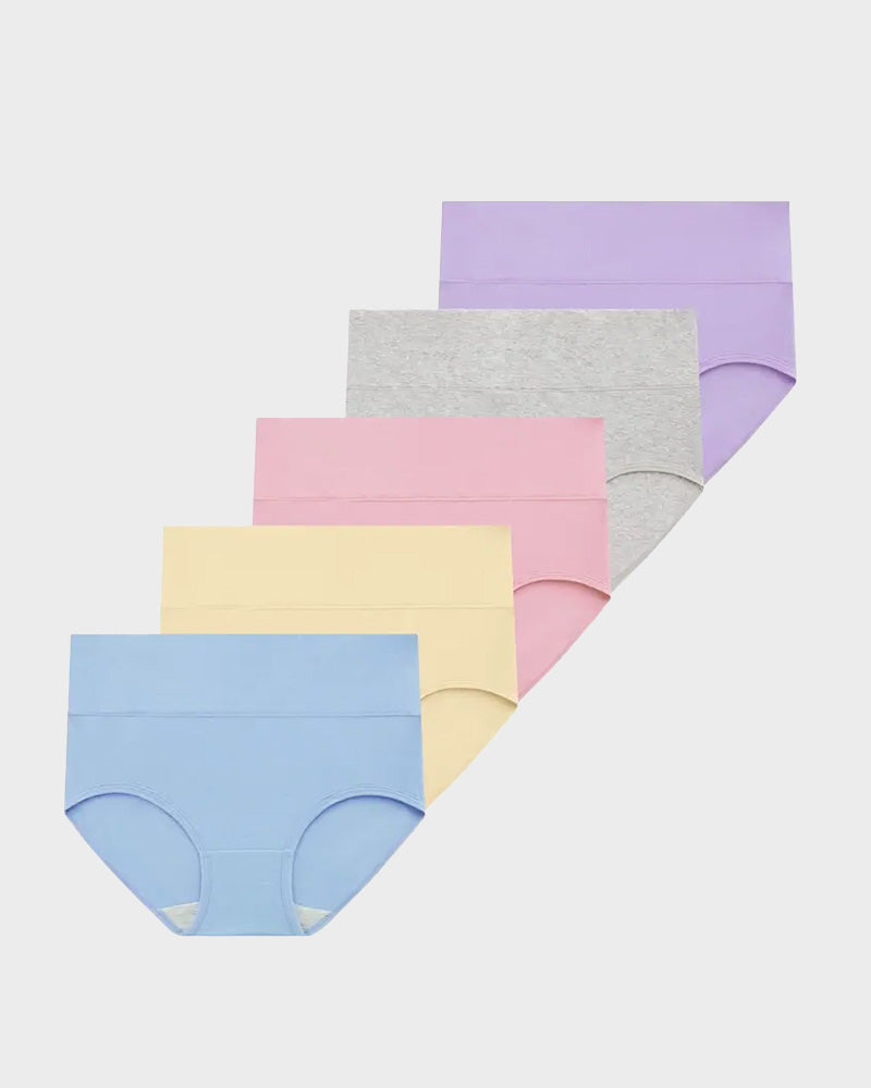 High-Waisted Cotton Briefs 5-Pack - FirmaSoft