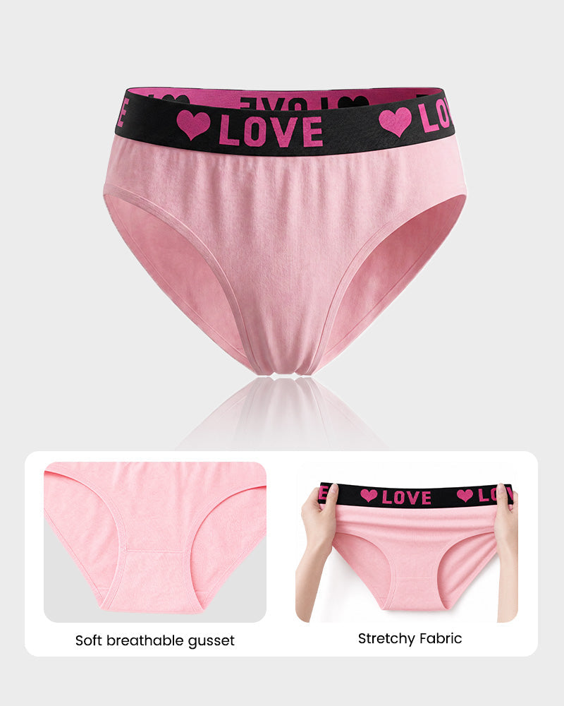 LOVE Print Cotton Bikini Knickers 6-Pack - FirmaSoft