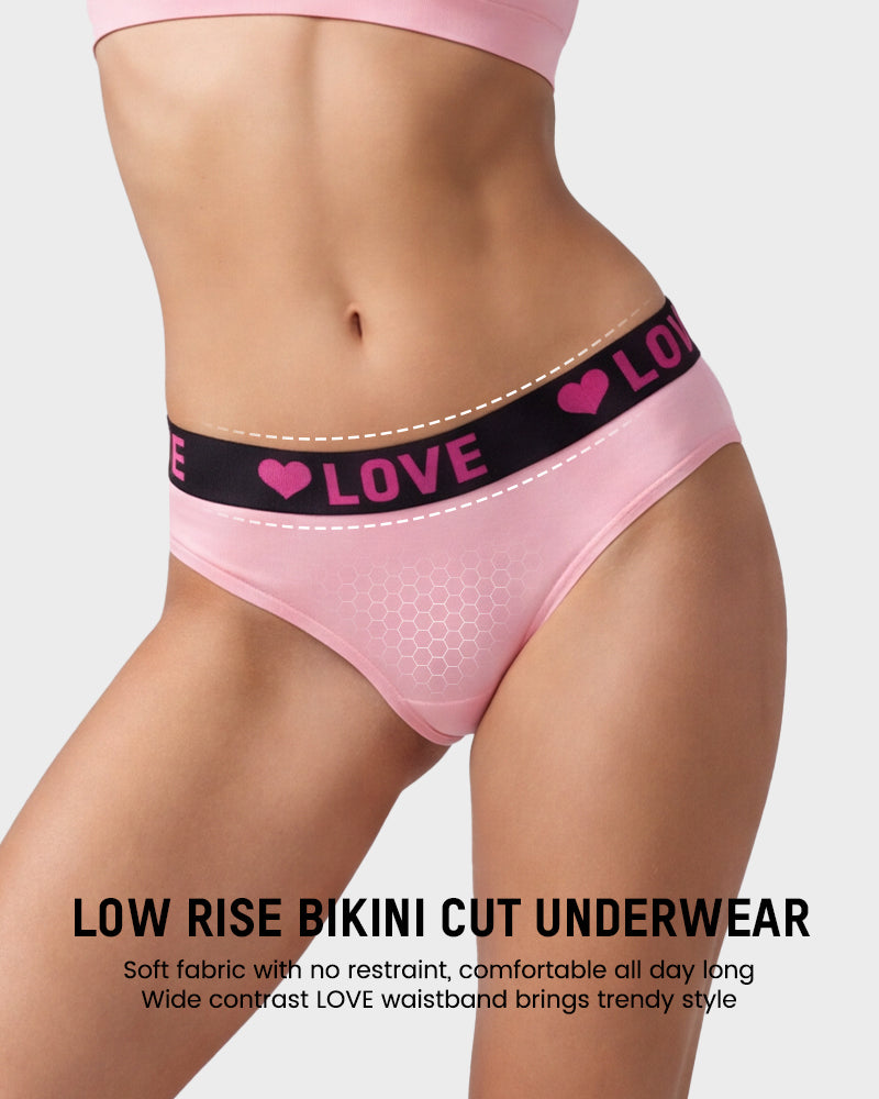 LOVE Print Cotton Bikini Knickers 6-Pack - FirmaSoft