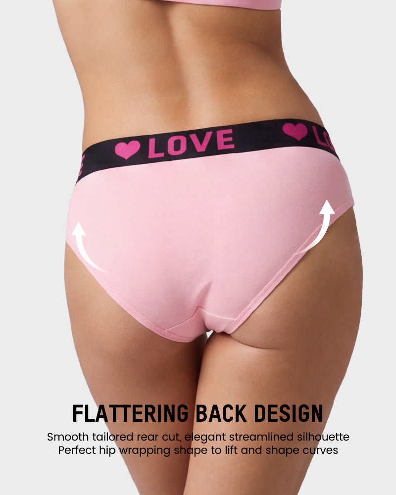 LOVE Print Cotton Bikini Knickers 6-Pack - FirmaSoft