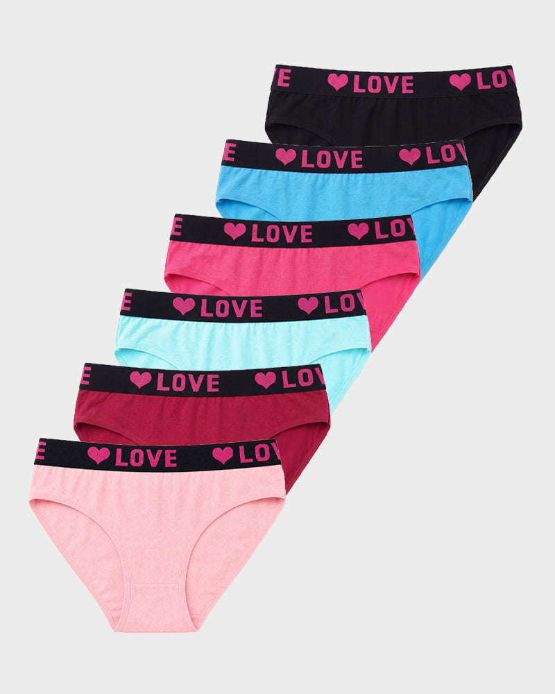 LOVE Print Cotton Bikini Knickers 6-Pack - FirmaSoft