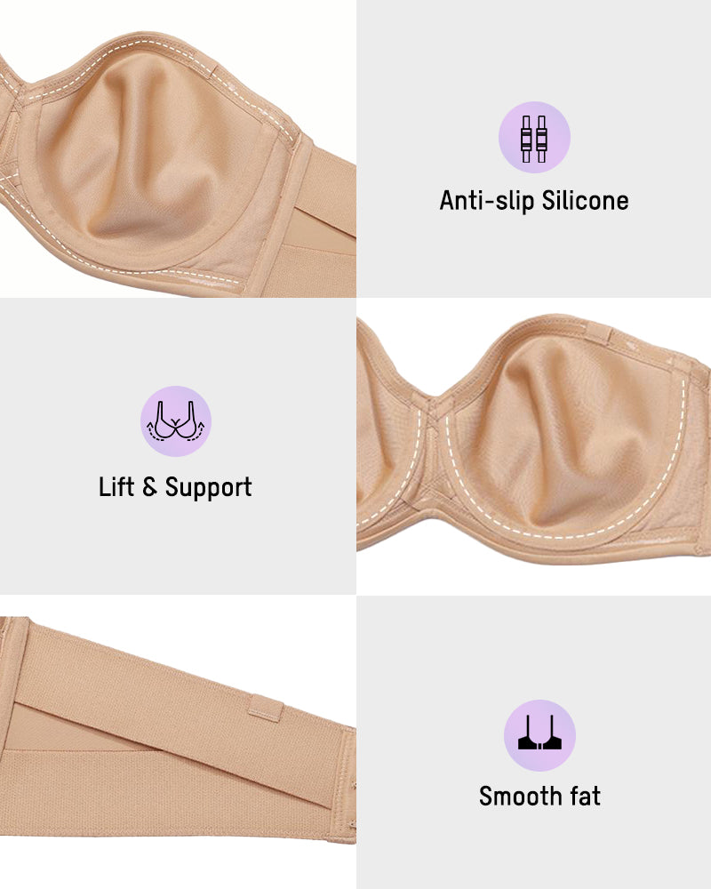 Stay-Put Strapless Support Bra - FirmHold