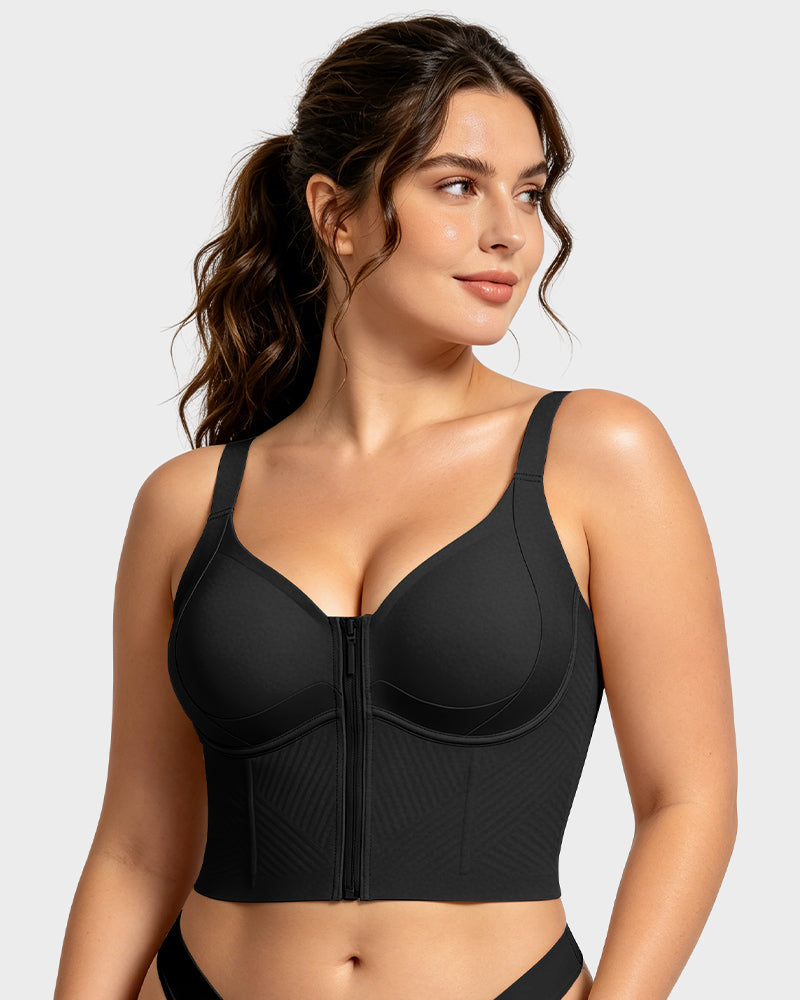 Zip-Front Longline Shaping Bra for Fuller Busts - FirmaSmooth