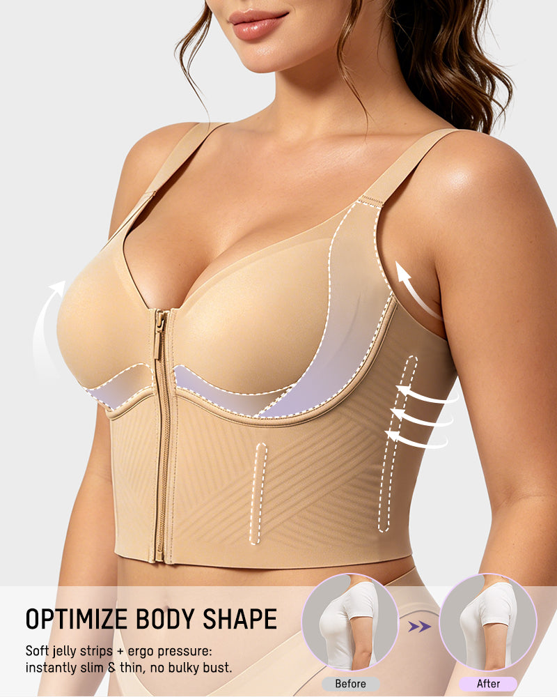 Zip-Front Longline Shaping Bra for Fuller Busts - FirmaSmooth
