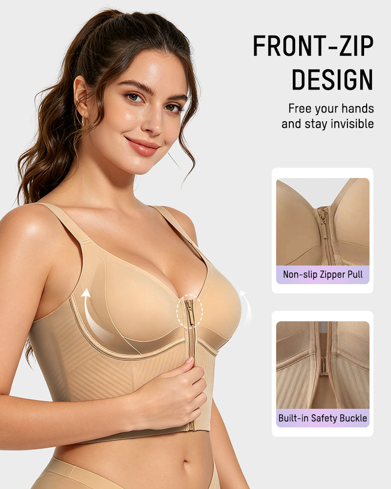 Zip-Front Longline Shaping Bra for Fuller Busts - FirmaSmooth