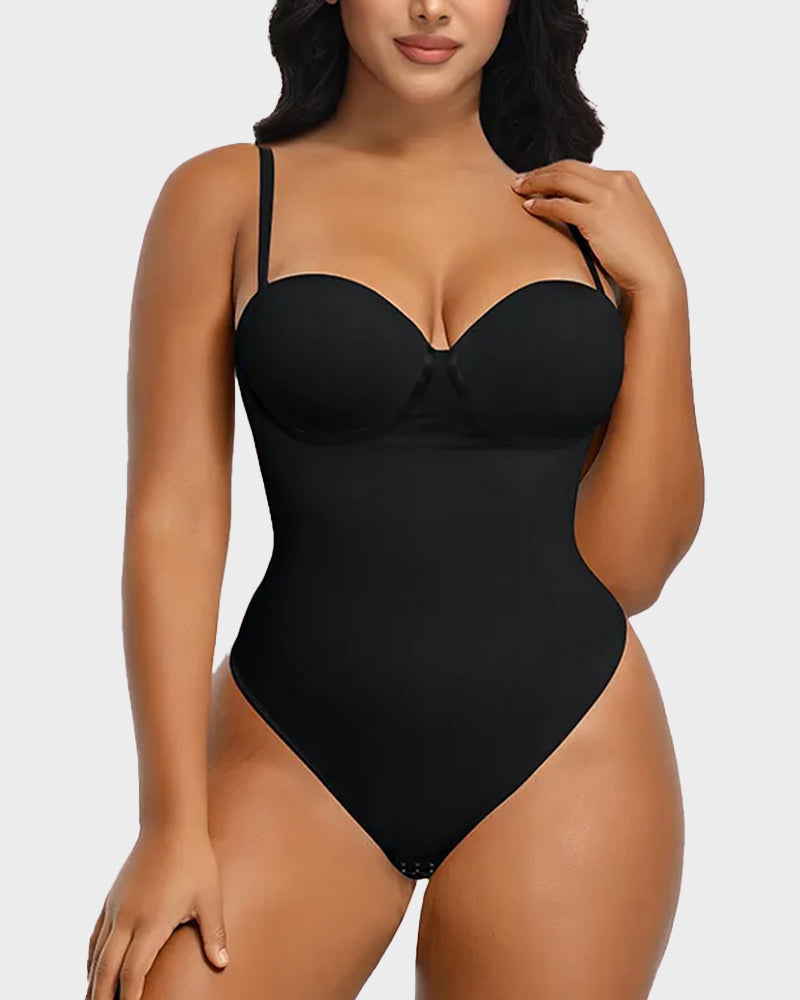 Back Lace-Up Seamless Thong Shapewear Bodysuit - FirmaSculpt