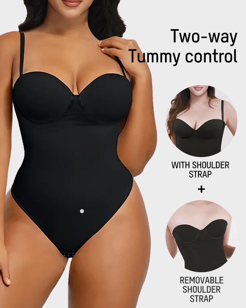 Back Lace-Up Seamless Thong Shapewear Bodysuit - FirmaSculpt