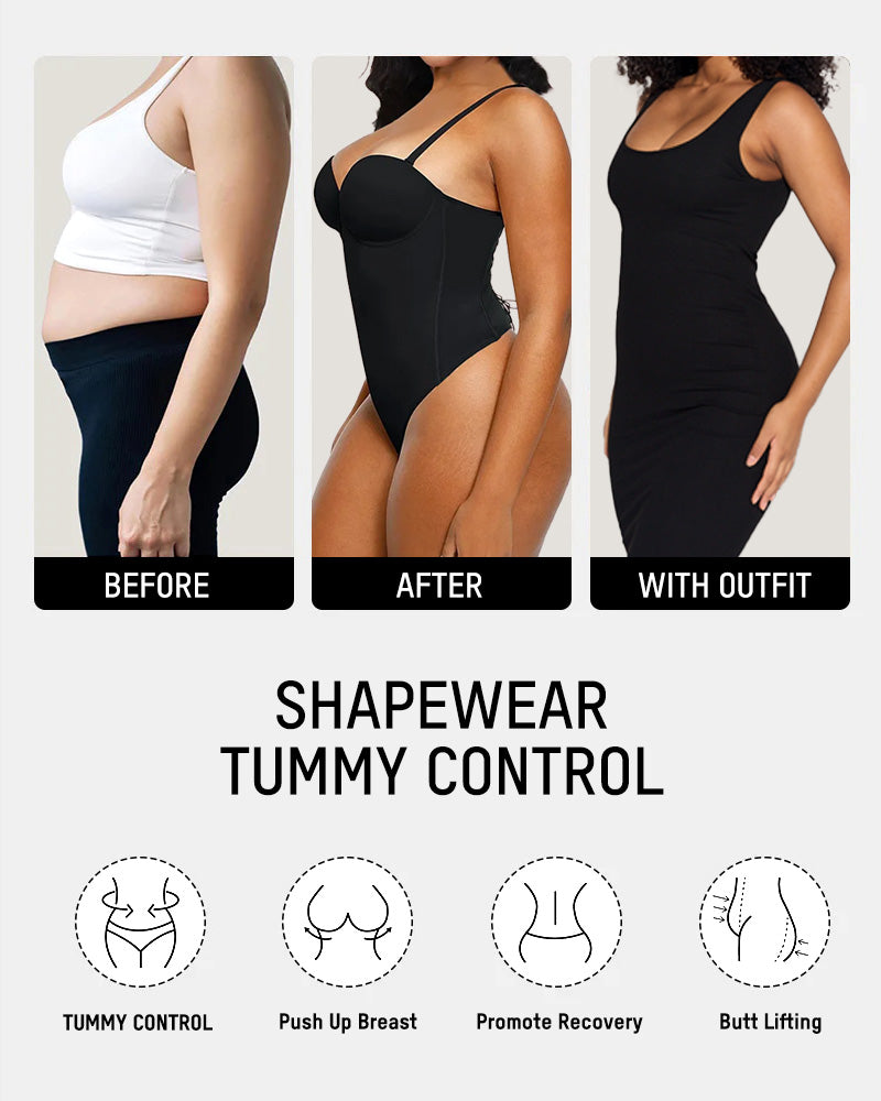 Back Lace-Up Seamless Thong Shapewear Bodysuit - FirmaSculpt