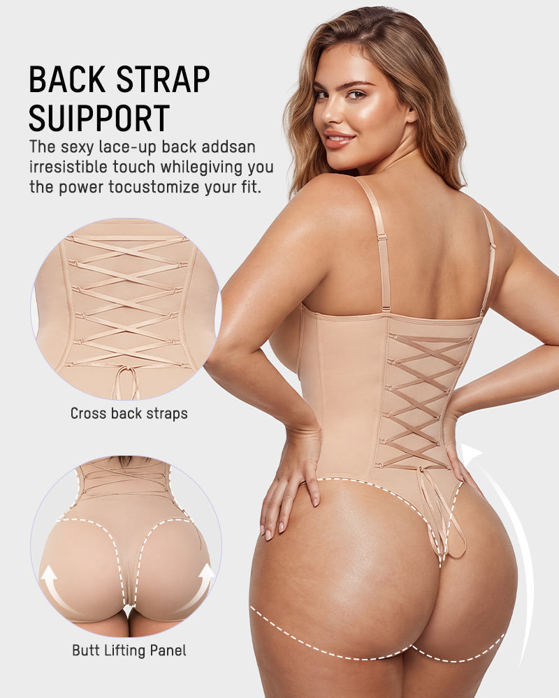 Seamless Back Lace-Up Shapewear Bodysuit - FirmaSculpt