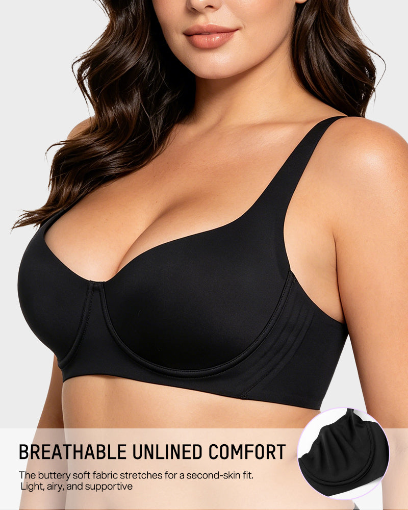 Bare-Edge Unlined Demi Lift Bra with Jelly Gel - FirmaLift