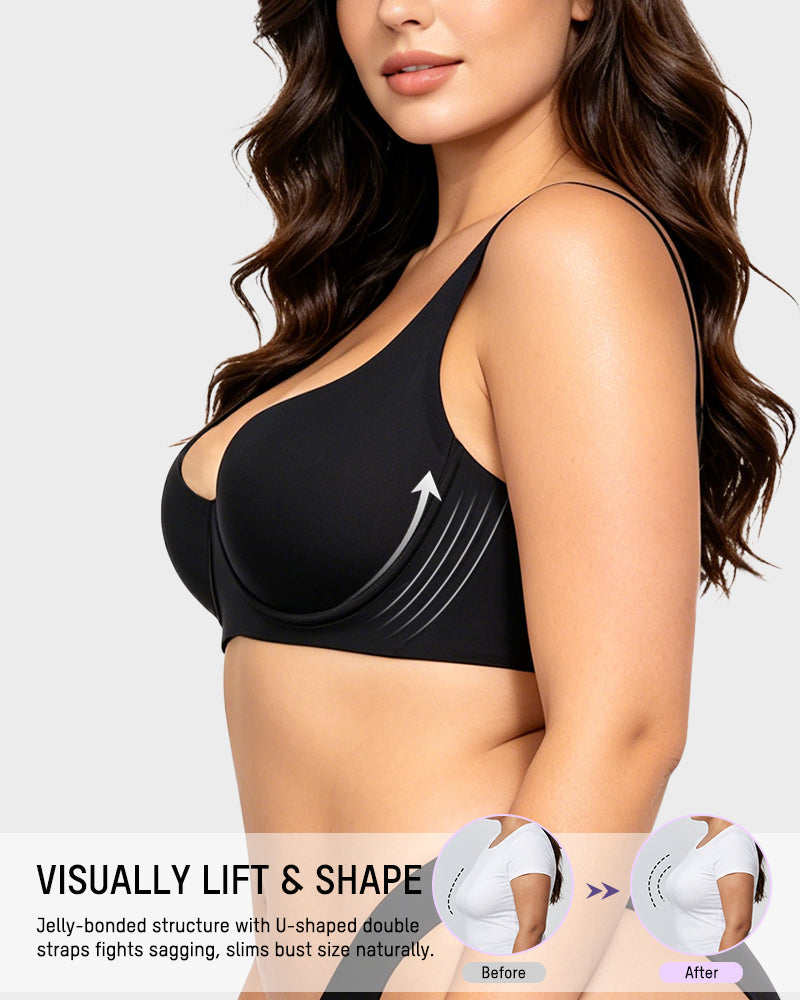 Bare-Edge Unlined Demi Lift Bra with Jelly Gel - FirmaLift