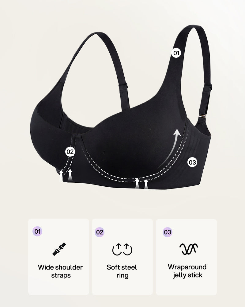 Bare-Edge Unlined Demi Lift Bra with Jelly Gel - FirmaLift