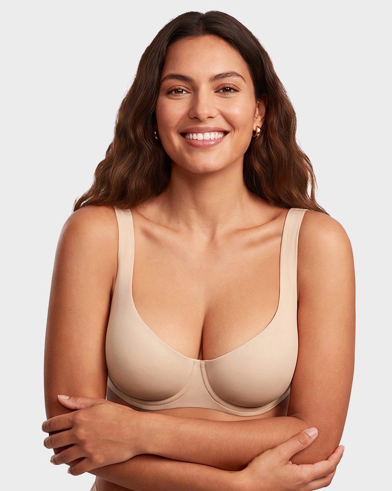 Bare-Edge Unlined Demi Lift Bra with Jelly Gel - FirmaLift