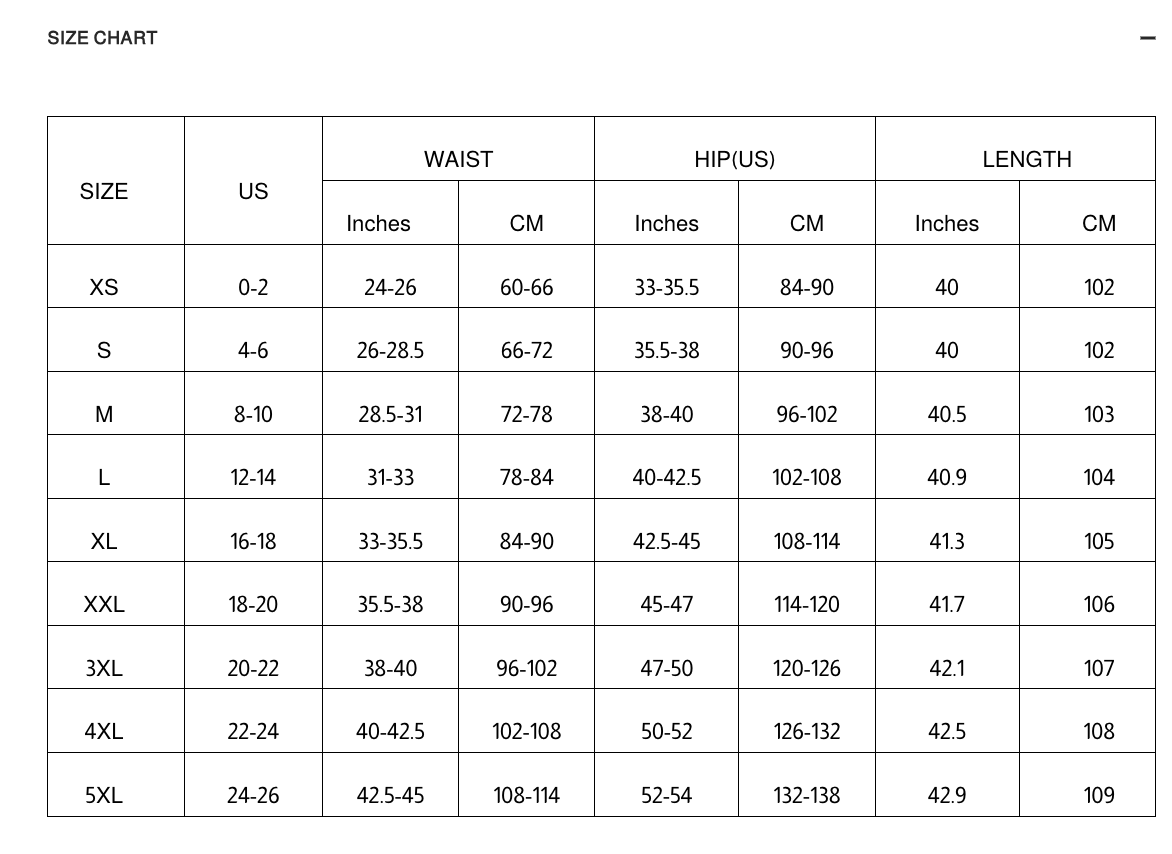 Pocket Waist Trainer Leggings with Butt-Lift Design - FirmaControl size chart