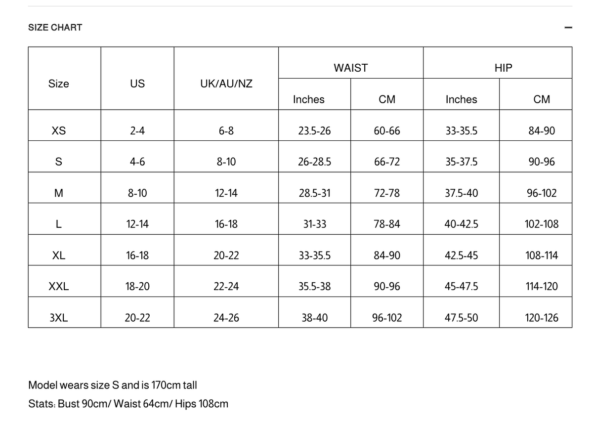 High-Waist Tummy Control Butt-Lifting Sauna Leggings - FirmaControl size chart