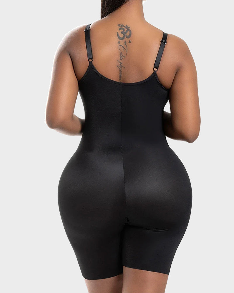 Mid-Thigh Shapewear Bodysuit with Built-In Bra - FirmaSculpt