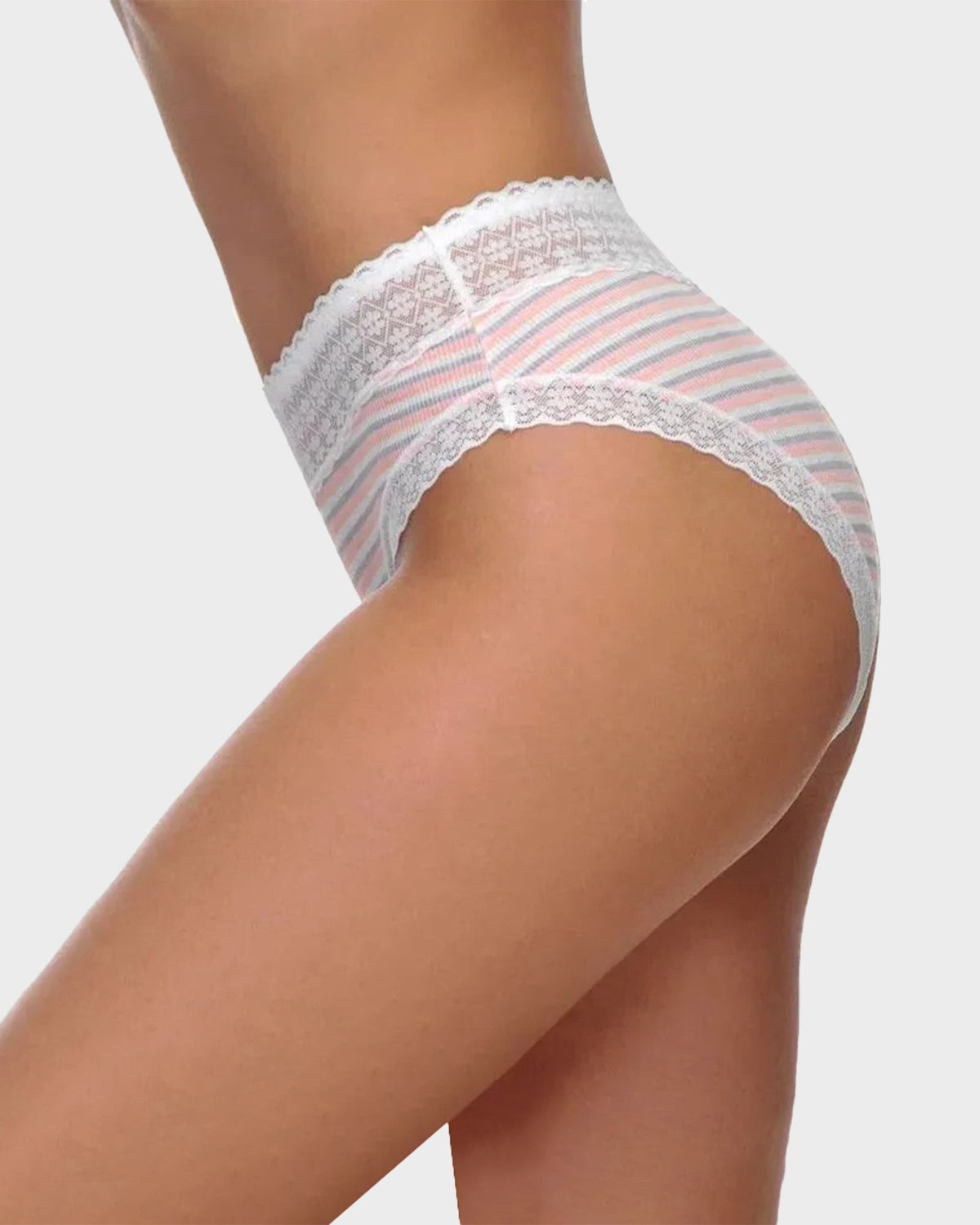 Seamless Lace Stripe Briefs 5-Pack - FirmaLace