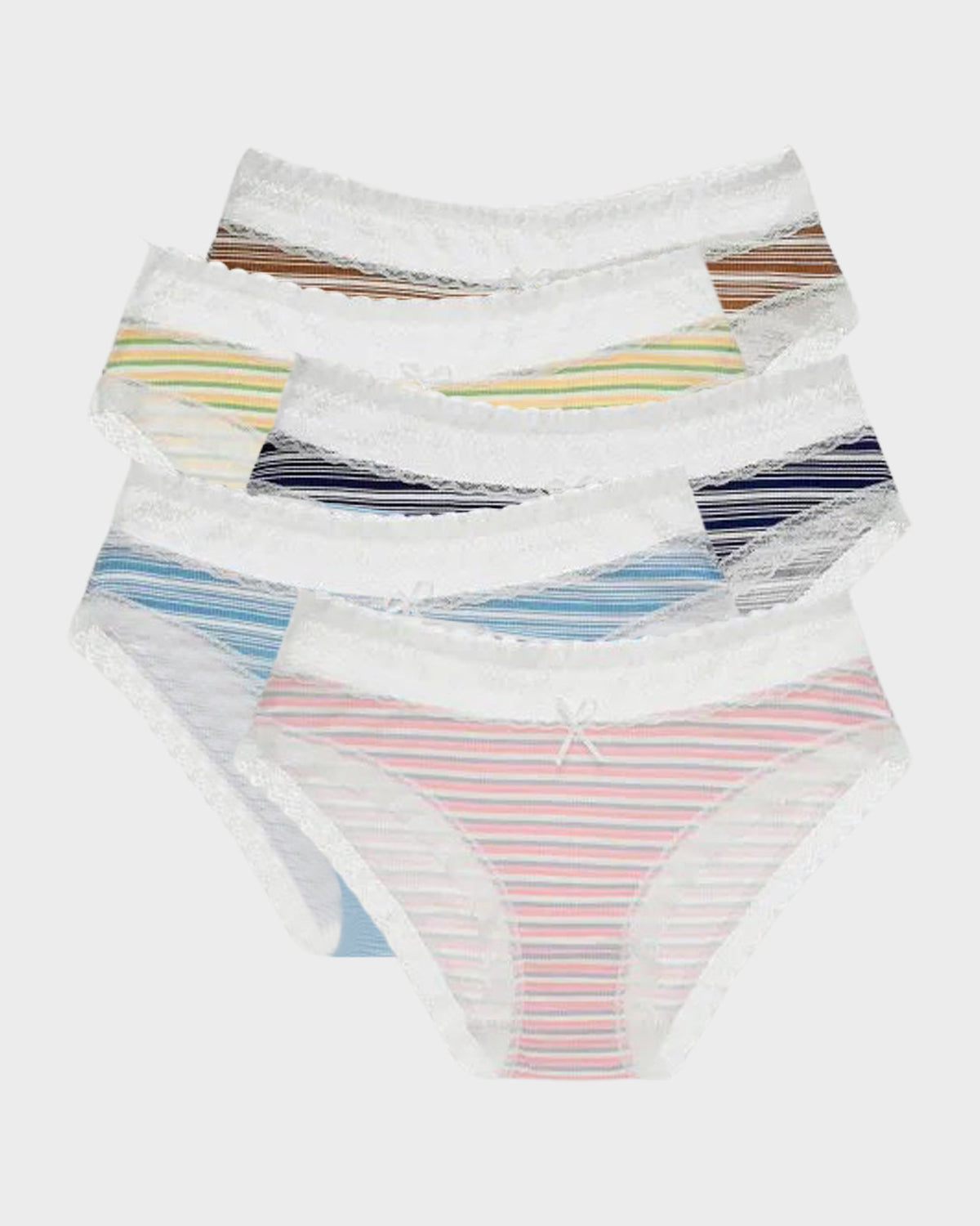Seamless Lace Stripe Briefs 5-Pack - FirmaLace
