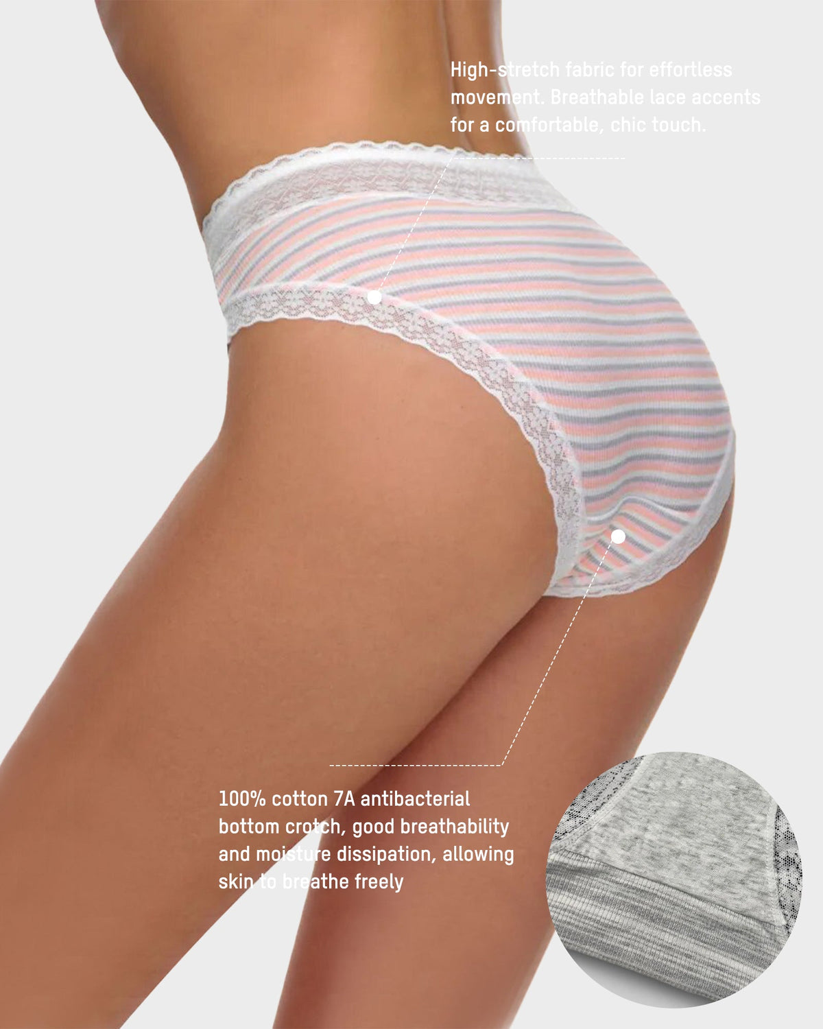 Seamless Lace Stripe Briefs 5-Pack - FirmaLace