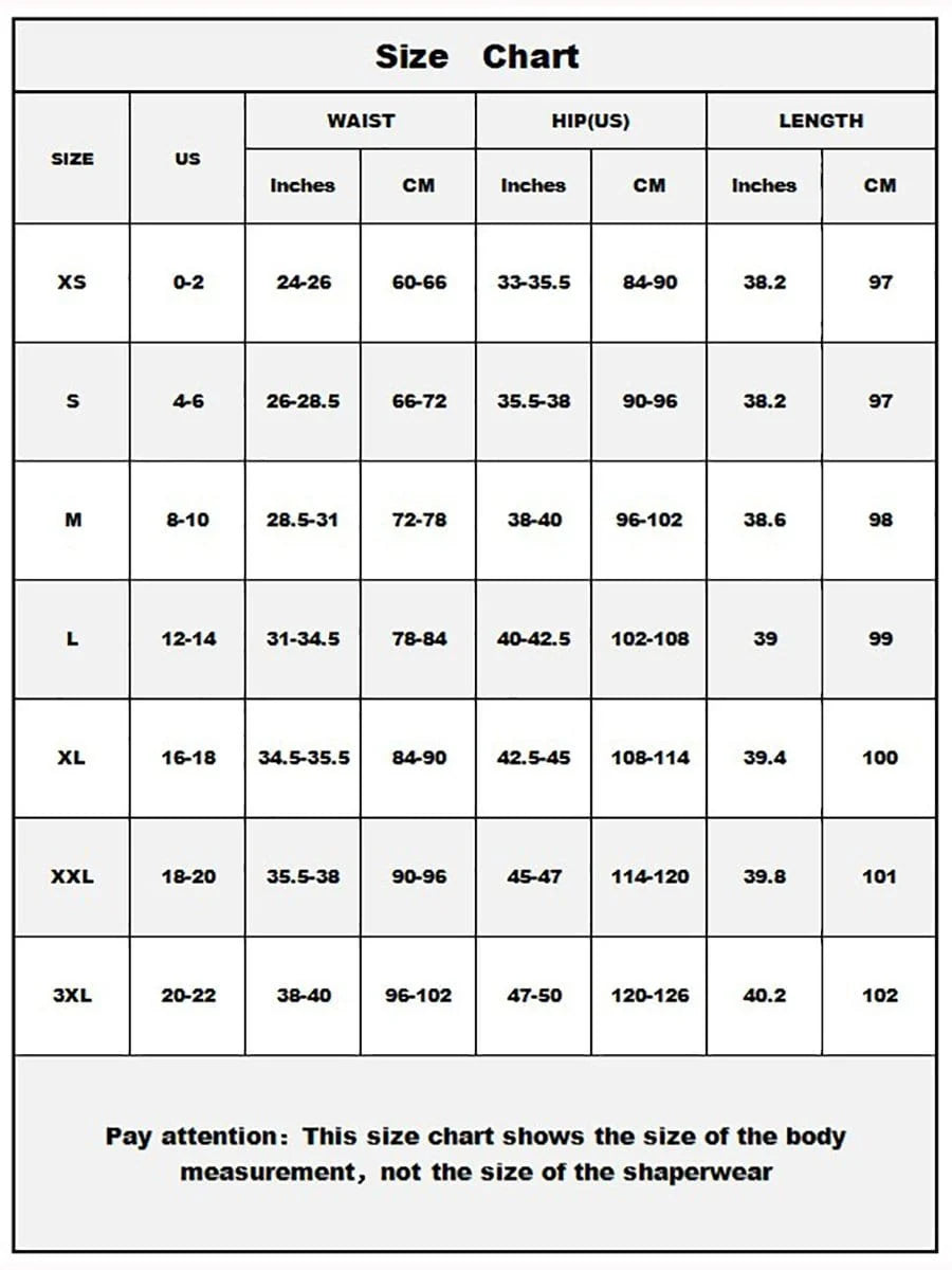 Hourglass Neoprene Waist Trainer Shorts - FirmaControl size chart