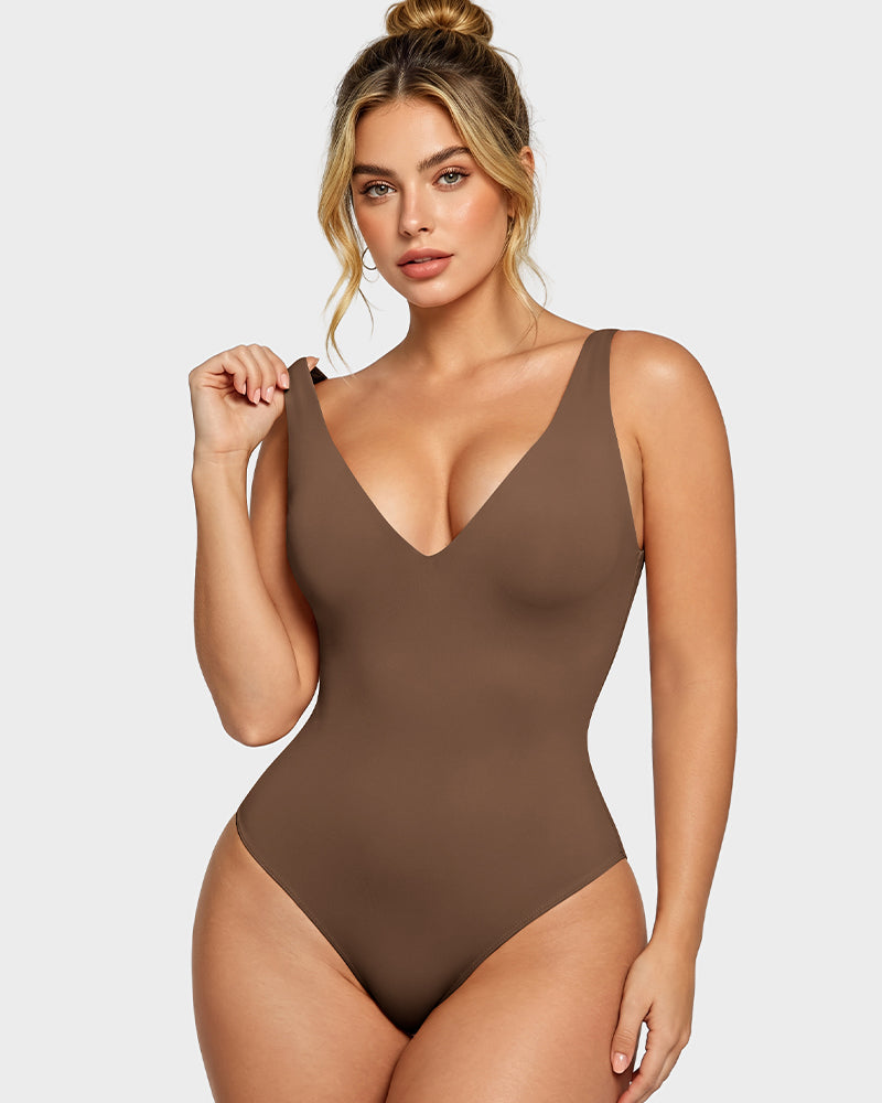 Deep-V Shaping Thong Bodysuit - FirmaSculpt