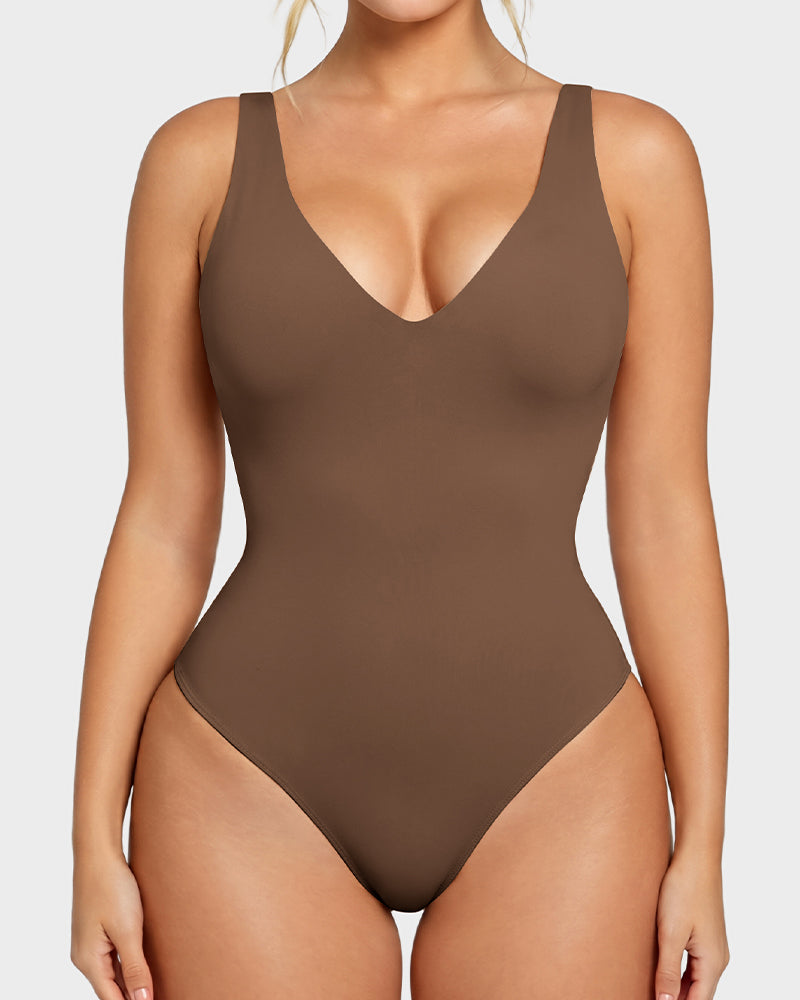 Deep-V Shaping Thong Bodysuit - FirmaSculpt
