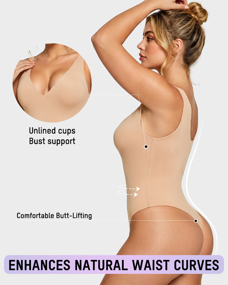 Deep-V Shaping Thong Bodysuit - FirmaSculpt